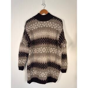 Jones New York Sport Hand-Knit Wool Blend Fair Isle Sweater VINTAGE- LG